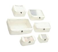 6 Breathable Travel Storage Bags for Shoes, White | 6 Pack Foldable Clothes Packing Cubes Built From Strong Oxford Fabric for Neat Travel and Easy Packing