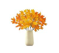 6 Bunches Autumn Flowers Artificial Decorations, Maple Leaves and Stems for Fall Vase Decor for Autumn Home Decor Indoor Outdoor Garden Table (Yellow)