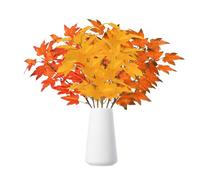 6 Bunches Autumn Flowers Artificial Decorations, Maple Leaves and Stems for Fall Vase Decor for Autumn Home Decor Indoor Outdoor Garden Table (Orange)