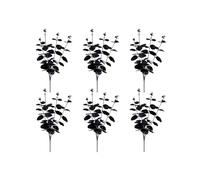 6 Bunches Black Artificial Flowers Eucalyptus Stems 13" Faux Silk Eucalyptuses Leaves Branches Bouquet Plastic Bouquet,for Home Wedding Party Decor Halloween Tables Centerpieces,Black