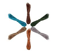 6 Bundles x 5 Meters Faux Suede Cord 2.2mm Faux Leather String Flat Beading Cord Soft Necklace/Bracelet String Multicolored Suede Ribbon for Gift Wrapping Jewelry Making Crafting Braiding (Mature)