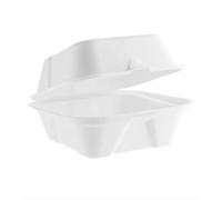 6" Burger Boxes 6 x 6-125 Pack. Disposable, biodegradable burger boxes. Suitable for microwaving and freezing, water repellent and greaseproof Hp6