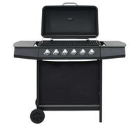 vidaXL Gas BBQ Grill with 6 Cooking Zones Steel Black Garden Barbecue Burner
