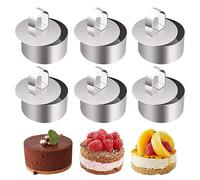 6 Cake Ring 8cm, Frost Form Cake Kit, Dessert Ring Serving Rings Stainless With Pusher Suitable, Mini Cheesecake Moulds For Homemade Dessert Pastry Mousse Cake Baking Cooking Pancakes Biscuits