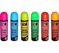 6 CANS OF FLUORESCENT NEON spray can paint 200ML Graffiti (Banksey) NO CFCs