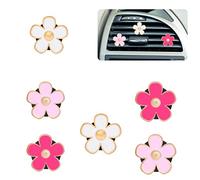 6 car air outlet fragrance clips, Vent clamp,car perfume fragrance clips, lovely daisy fragrance metal clips, car air cleaners (color: 2 white, 2 pink, 2 rose. Size: 3 large, 3 medium)