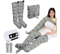 6 Cavity Air Compression Leg Massager Machine, Pressotherapy Boots for Lymphedema Circulation Relax Pain Relief, Professional Full Body Waist Arm Leg Relax Instrument (Grey 2 Legs + Waist)