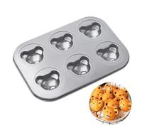 6-Cavity Bear Shaped Cake Pan - 3D Cartoon Animal Muffin Tin, Professional Grade Mini Bear Head Tray for Kids & Parties,Non-Stick Carbon Steel Baking Mold for Cupcakes,Pudding & Chocolate,10.4 x 7.4