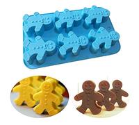 6 Cavity Christmas Gingerbread Man Silicone Molds Handmade Cake Soap Mold Tray Pan Doll Shape Fondant Chocolate Cookie Sugar Craft Mould DIY Cake Decorating Baking Tools