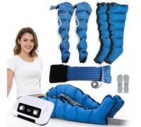 6 Cavity Electric Air Compression Massager Machine, Full Body Waist Arm Leg Relax Instrument, Pressotherapy and Lymphatic Drainage Suit, for Pain and Circulation (Blue, XL 2 Legs + 2 arms + Waist)
