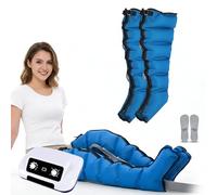 6 Cavity Electric Air Compression Massager Machine, Full Body Waist Arm Leg Relax Instrument, Pressotherapy and Lymphatic Drainage Suit, for Pain and Circulation (Blue, XL 2 Legs)