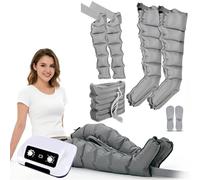 6 Cavity Electric Air Compression Massager Machine, Full Body Waist Arm Leg Relax Instrument, Pressotherapy and Lymphatic Drainage Suit, for Pain and Circulation (Grey, XL 2 Legs + 2 arms + Waist)