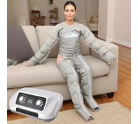 6-Cavity Leg Massager Pneumatic Wave Device Pressotherapy Boots,Lymphatic Drainage Massager,Full Body Waist Arm Leg Relax Instrument,Lymphedema Pump,Timed and Adjustable Pressure (6 Cavity Grey g