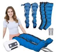 6 Cavity Lymphatic Drainage Air Compression Leg Massager, Electric Leg Massage Boots for Pain Arm Leg Waist Massage Machine, Pressotherapy Recovery Boots (Blue, XL 2 Legs + 2 arms)