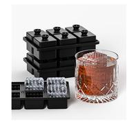 6-Cavity Premium Silicone Ice Cube Large 1.96" Diamond Cut Sphere & Square Molds, Built-in Funnel for Easy Fill, Soft Flexible Maker for Whiskey, Bourbon & Cocktails(Square)