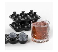 6-Cavity Premium Silicone Ice Cube Large 1.96" Diamond Cut Sphere & Square Molds, Built-in Funnel for Easy Fill, Soft Flexible Maker for Whiskey, Bourbon & Cocktails(Spherical)