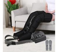 6 Cavity Pressotherapy Air Compression Leg Foot Massager, Lymphatic Drainage Leg Massager, Electric Air Compression Massager for Circulation, Swelling Muscle Pain, Adjustable Pressure (Black 2 le