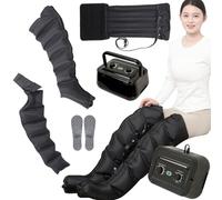 6 Cavity Pressotherapy Full Body and Lymphatic Drainage, Leg Massager Electric Air Compression Boots, Leg Wraps Massage Boots for Relief, Timer and Adjustable Pressure 0~240mmHg (Black 1 Arm+1 Le