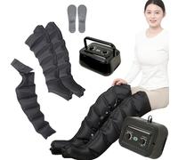 6 Cavity Pressotherapy Full Body and Lymphatic Drainage, Leg Massager Electric Air Compression Boots, Leg Wraps Massage Boots for Relief, Timer and Adjustable Pressure 0~240mmHg (Black 1 Arm+2 Le