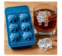 6 Cavity Pygmy Hippo Ice Mold, 3D Silicone Ice Cube Tray, Animal Shape Mold for ICES, Chocolate, Baking, Hippo Gifts for Family