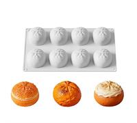 6-Cavity Raspberry Silicone Molds for Mousse Cake, 3D Fruit Shape Large Fluted Design, Non-Stick Baking Mold for Chocolate, Jelly, Candy & Resin, White Professional Dessert Decorating Tool