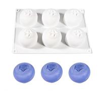 6-Cavity Raspberry Silicone Molds for Mousse Cake, 3D Fruit Shape Large Fluted Design, Non-Stick Baking Mold for Chocolate, Jelly, Candy & Resin, White Professional Dessert Decorating Tool