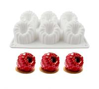 6-Cavity Raspberry Silicone Molds for Mousse Cake, 3D Fruit Shape Large Fluted Design, Non-Stick Baking Mold for Chocolate, Jelly, Candy & Resin, White Professional Dessert Decorating Tool