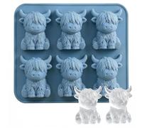 6-Cavity Silicone Highland Cow Ice Cube Mold - Easy Release Funny 3D Ice Tray for Whiskey, Bourbon & Unique Gifts
