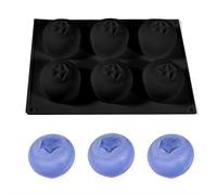 6-Cavity Silicone Mold - Simulated Blueberry & Raspberry Cake Mousse Mold, 3D Fruit-Shaped Baking Pan for Jelly, Chocolate, Soap, Non-Stick Food-Grade Silicone (10.3" x 7")