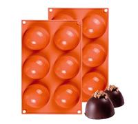 6 Cavity Silicone Moulds Semi Sphere, MKNZOME 2Pcs Semicircle Dome Silicone Chocolate Molds, Silicone Baking Moulds for Making Chocolate, Cake, Jelly, Dome Mousse,Candy,Ice Cream Bombes