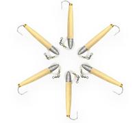 6" Cedar Plugs, 6 Pcs Natural Color Rigged, for Saltwater Trolling, Includes Lure Bag, Ideal for Offshore Tuna Fishing