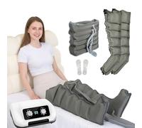 6 Chamber Air Compression Massager - Pressotherapy Recovery Boots Leg, Arm & Waist Massager for Lymphatic Drainage, Circulation & Pain Relief (Grey, 2legs+Waist)