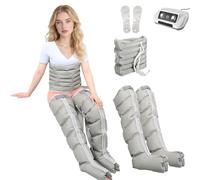 6-Chamber Pressotherapy Leg Massager with Air Compression - Lymphatic Drainage System for Swelling Reduction, Pain Relief, Improved Circulation