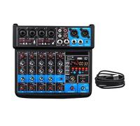 6 Channel 24 USB Audio Mixer Interface Portable Mixing Soundcard Console Sound Card For DJ Karaoke PC Recording(Black)