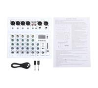 6 Channel Audio Mixer, Metal Mini DJ Mixer Sound Board Console System USB Bluetooth DJ Controller with MP3 Player 48V Phantom Power for Recording Live Streaming Podcasting (White)