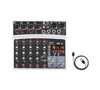 6 Channel Audio Mixer Portable Mixing Console USB Interface Sound Card With 16 Echo 48V Phantom Power(Black)