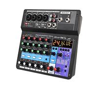 6 Channel Audio Mixer Professional Portable DJ Mixer Sound Mixing Console Computer Input 48v Power Model for Home Band Recording Performance Stage