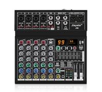 6 Channel DJ Audio Metal Mixer, DSP 99 Preset Effects, Bluetooth Sound Board, 48V Phantom Power, Black USB Xlr Music Streaming Mini Mixing Console, Small Pa Mixer for PC, Podcast