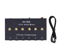 6 Channel Mixer Compact Stereo Mono Switching Mixer with 6 3mm 6 in 2 Out Amplifier for Home Theater Sound System Karaoke Recording Studio Live Performance