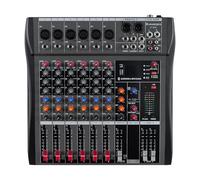 6 Channel Professional Audio Mixer Console Sound Board with 48V Phantom Power,USB Audio Interface for Live Show,Streaming Recording Music Stage Karaoke