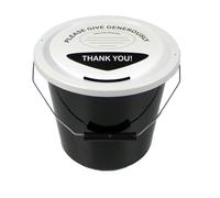 6 Charity Money Collection Buckets 5 Litres - Black