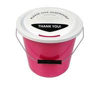 6 Charity Money Collection Buckets 5 litres - Pink