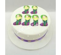 6 Christmas Cake Claydough Stocking Ornament Decoration