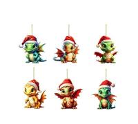 6 Christmas dragon decorationsthat can decorate the Christmas tree, unique Christmas decoration pendant (Green, One Size)