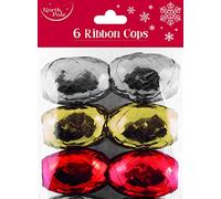 Eurowrap Ribbon Cops, Pack of 6 - Silver, Gold, Red