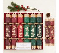 6 Christmas Script Crackers Dinner Cracker 12 Inch Red Gold Green