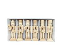 6 Christmas Wooden Nutcracker Set - 12cm Paint Your Own Toy Soldier, DIY Art Creative Gift Toys Christmas Decoration For Living Room Fireplace Entrance Bedroom