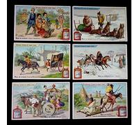 6 chromos Liebig : Mode de voyager (série complète)