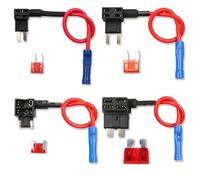 6 Circuit Adapter Taps, Micro Car Splice Piggyback Dual Slot 10A Kit | Three types included, universal vehicle compatibility, 12V 24V rating, harness complete, bracket, fuse holder, connection