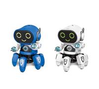 6 Claw Robot Toy Intelligent Dancing Singing Light Electric Robot with Flexible 90° Arms Movable Chassis for Boys Girls Kids (Blue)